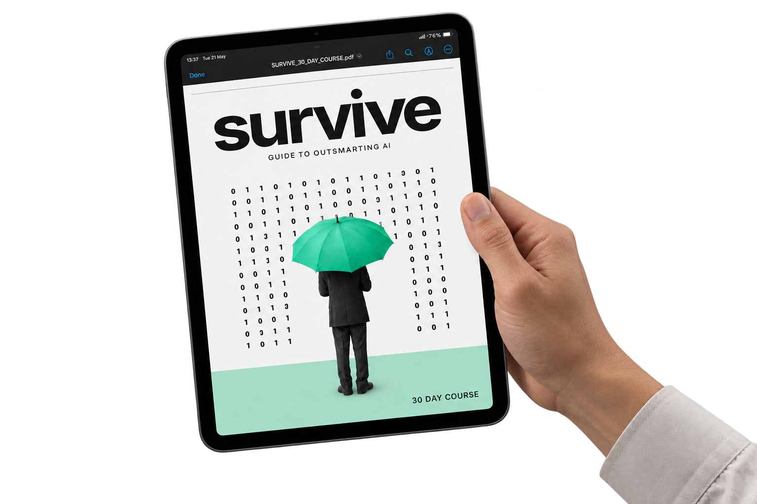 AdaptWise 30 Day AI Survival Guide on tablet